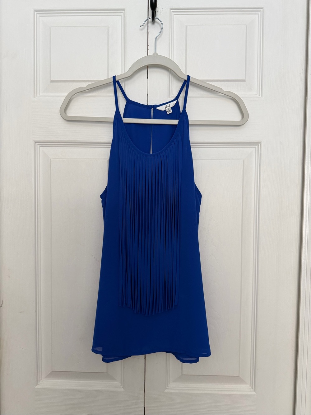 Blue Fringe Sleeveless Women's Top